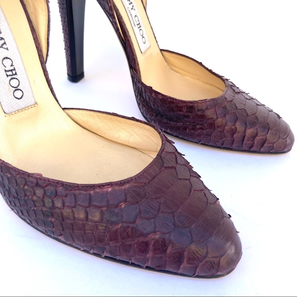 JIMMY CHOO SNAKE SKIN CLOSED TOE ANKLE STRAP HEELS SIZE 37.5 - Picture 7 of 10